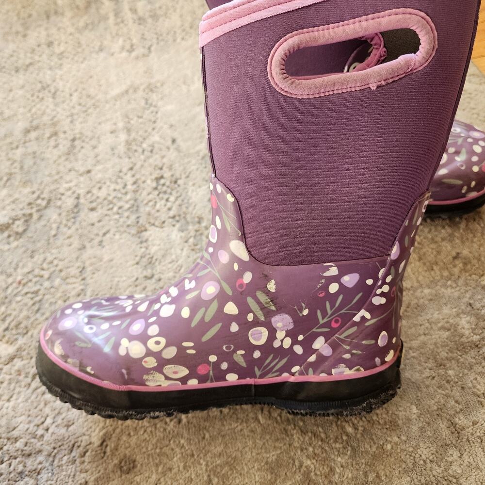 Bogs Boots Classic Cattail Size 3 Kids Purple Waterproof Rain Snow Boots Girls - Picture 6 of 6